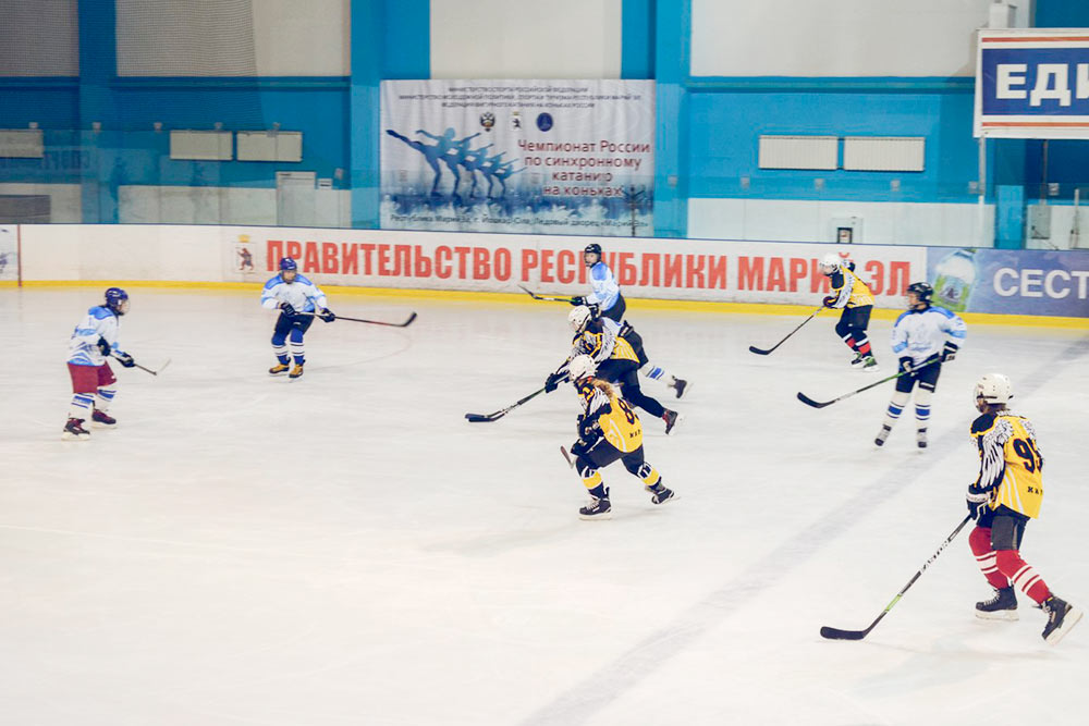 В ледовом дворце играют в хоккей или учат фигурному катанию