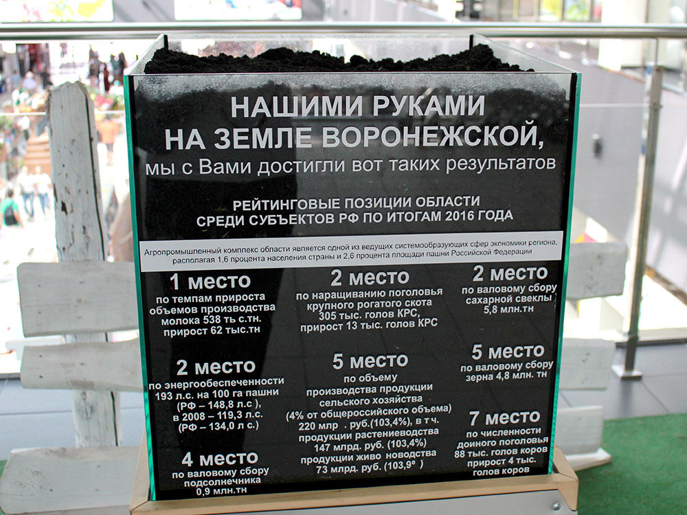 Образцы воронежского чернозема на Центральном рынке и информация об успехах области