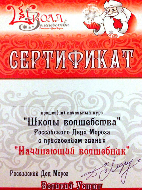 Дети при входе получают зачетные книжки и проходят «Школу волшебства». За каждый мастер-класс им ставят штампики, если получишь 7 штук — выдадут сертификат