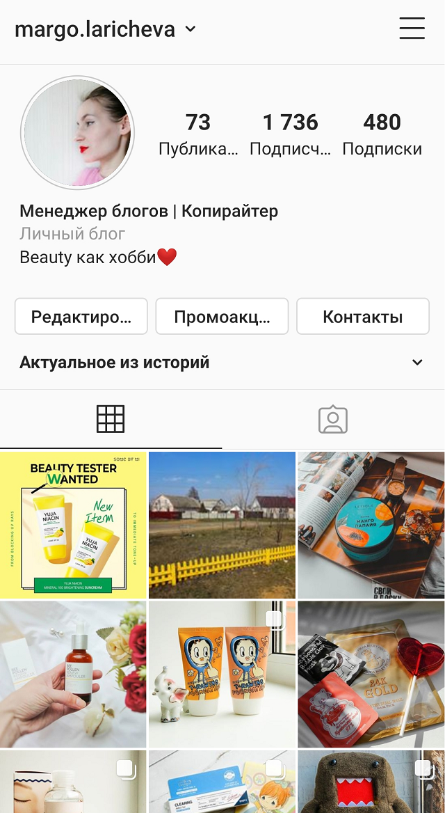 Так выглядит моя страничка в «Инстаграме»