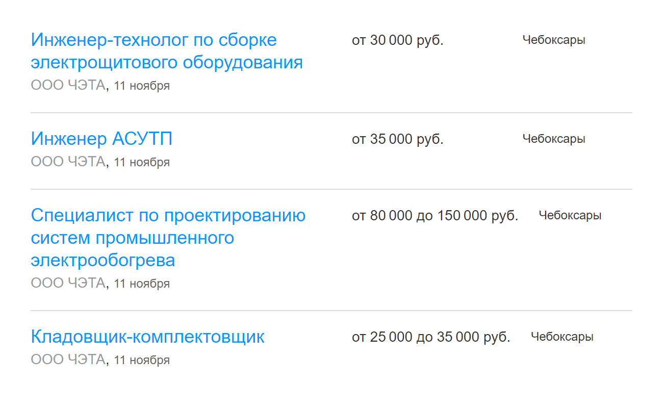 На заводе ЧЭТА — «Чебоксарская электротехника и автоматика» — предлагают зарплату выше официальной средней