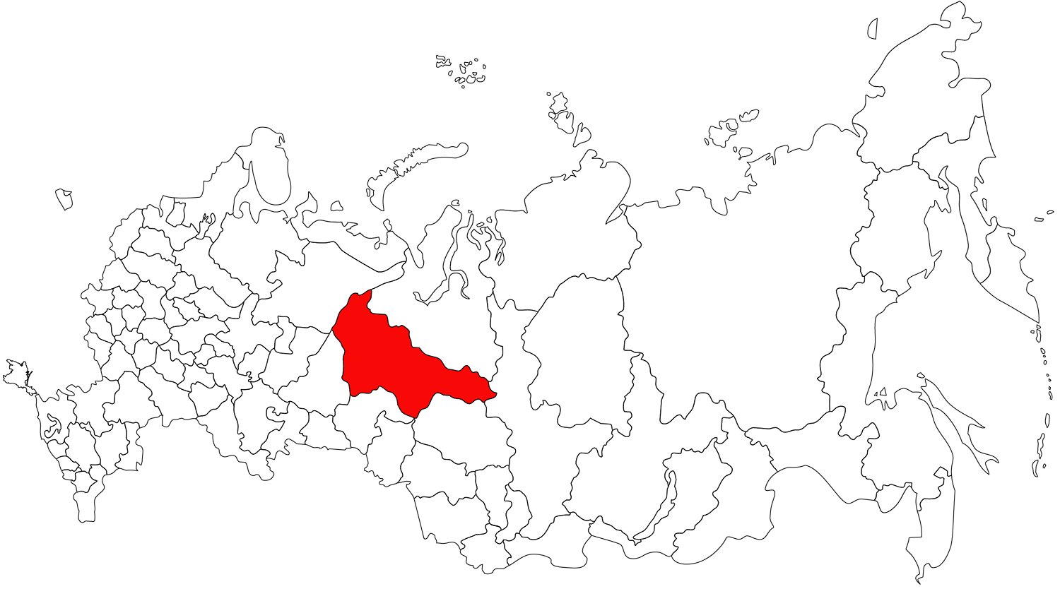 Ханты-Мансийский округ находится примерно в центре России
