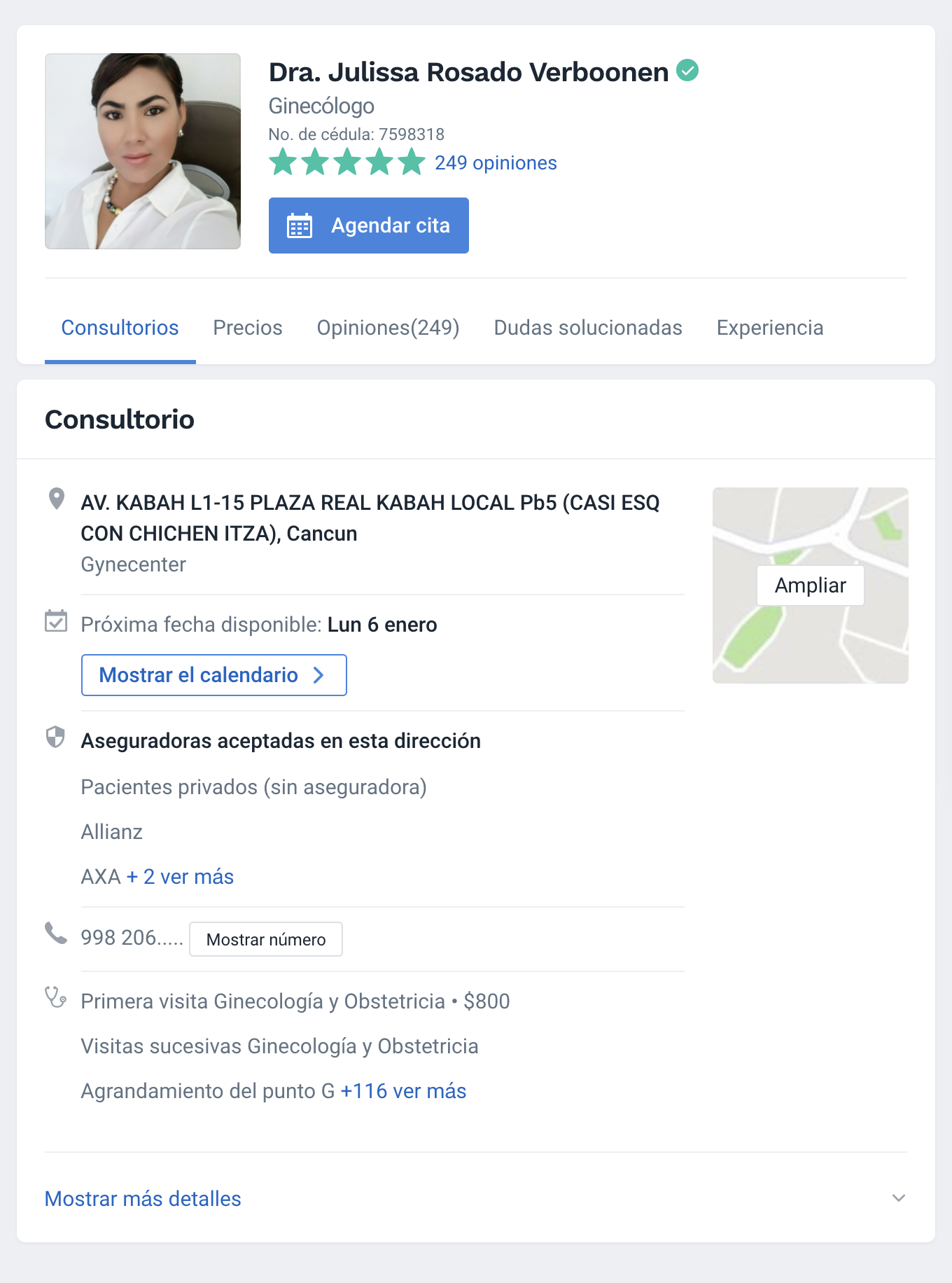 Сайт doctoralia.com.mx, где можно найти рейтинг любого врача. У моего гинеколога хороший рейтинг и отзывы