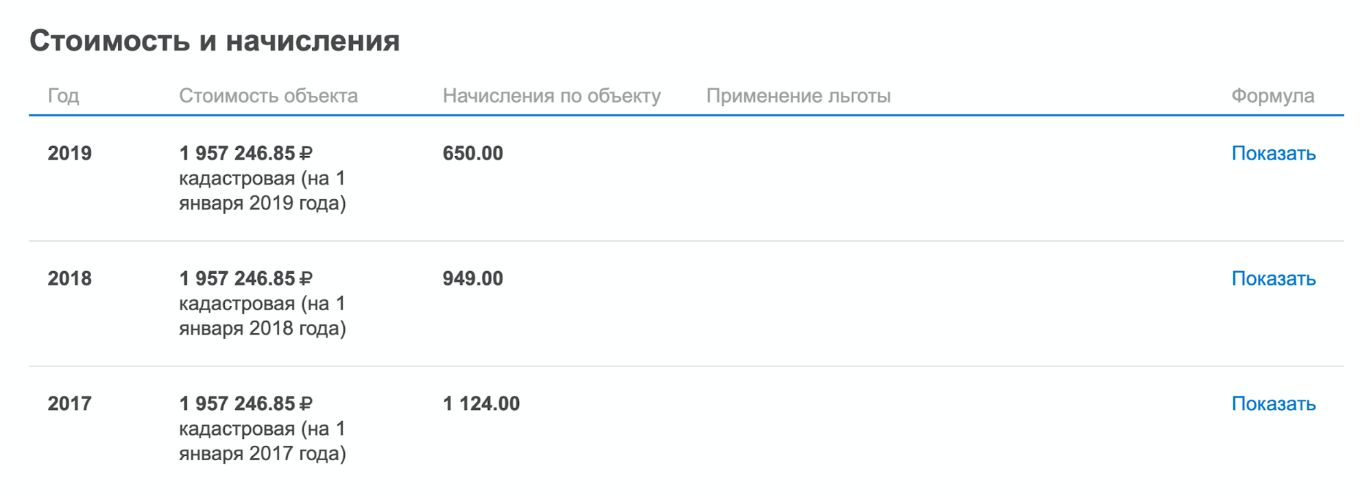 Кадастровую стоимость можно проверить в личном кабинете: «Имущество» → «Стоимость и начисления» → «Предыдущие периоды». Она может и не меняться