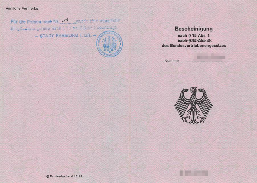 Так выглядит Bescheinigung — справка позднего переселенца