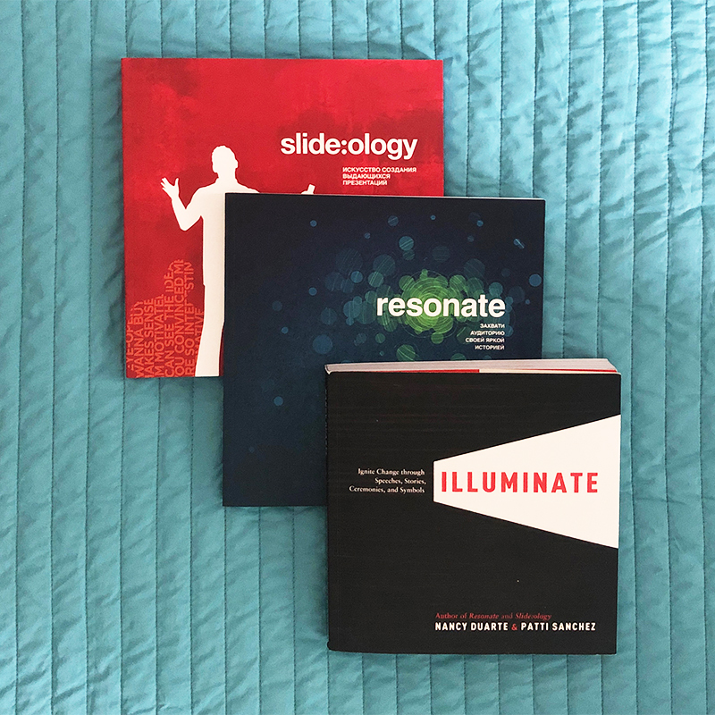 У Нэнси есть три книги: Slide:ology, Resonate и Illuminate