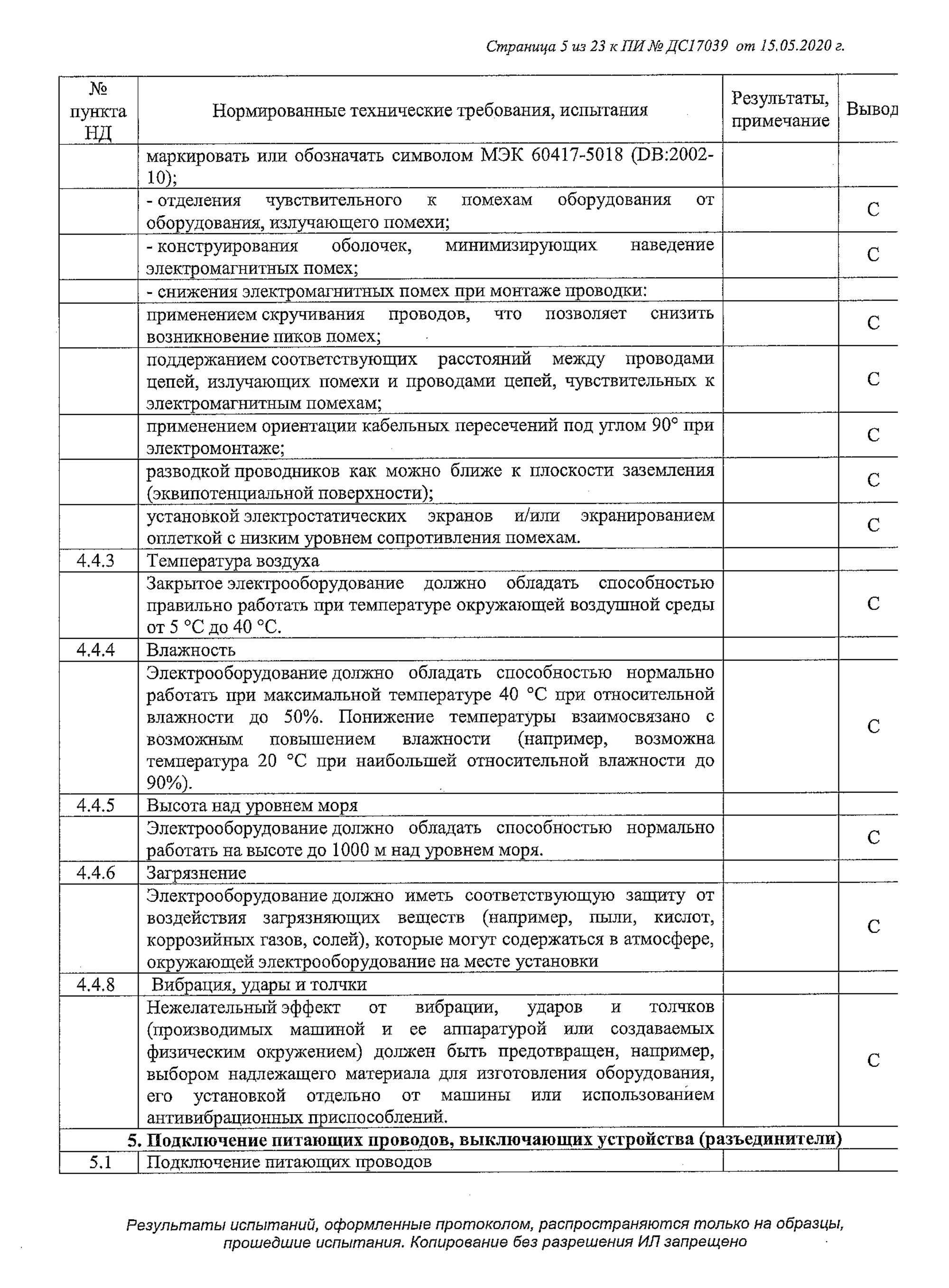 Это протокол испытаний оборудования для производства сыра. Документ объемный: 23 страницы. В конце протокола идет заключение о том, что оборудование соответствует требованиям регламента «О безопасности низковольтного оборудования»