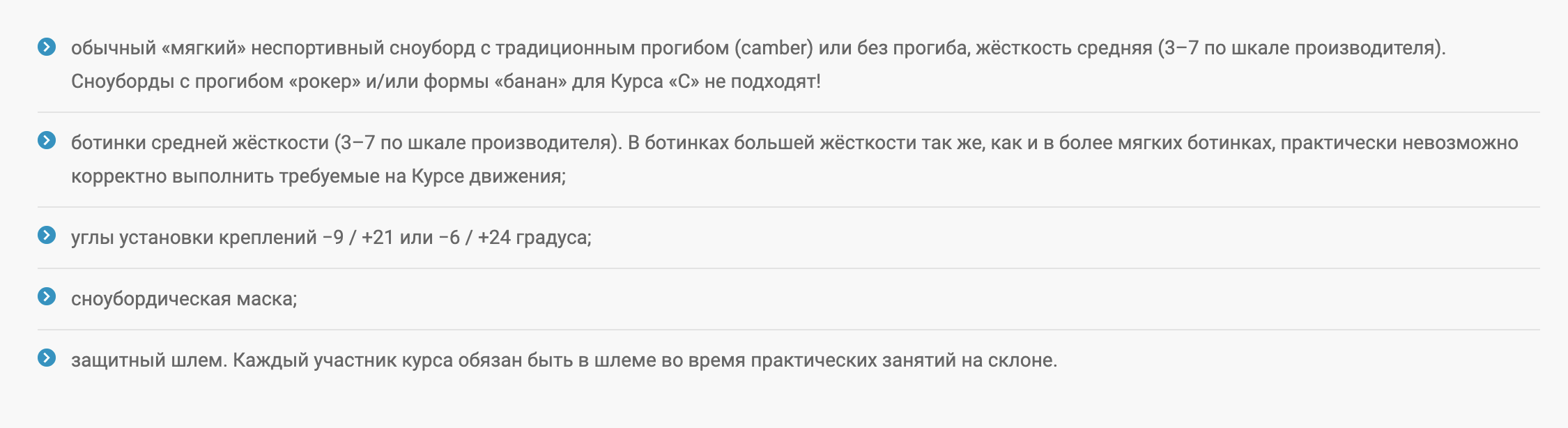 У НЛИ есть требования не только к навыкам абитуриента, но и к снаряжению. Источник: isiarussia.ru