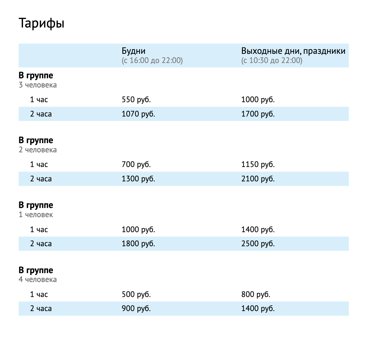 Тарифы службы инструкторов в «Семено-Оленинском». Источник: ryazan-gora.ru