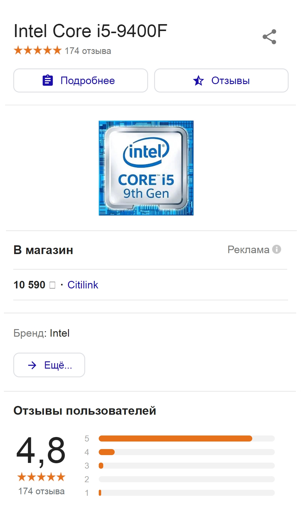 Примерные цены на мой процессор в разных интернет-магазинах