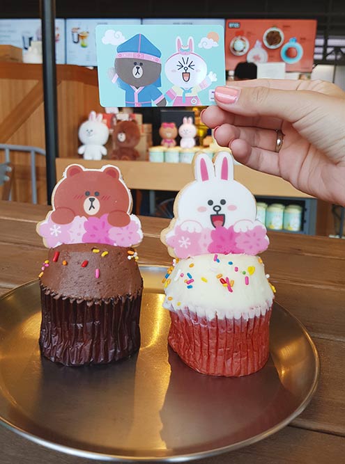 Нам досталась транспортная карта T-Money с персонажами Line Friends — стикерами из корейского мессенджера Line