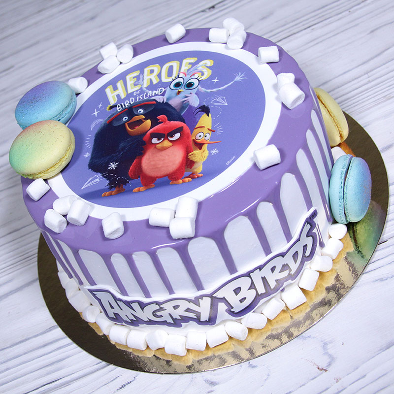Эскиз торта с героями игры и мультфильма Angry Birds