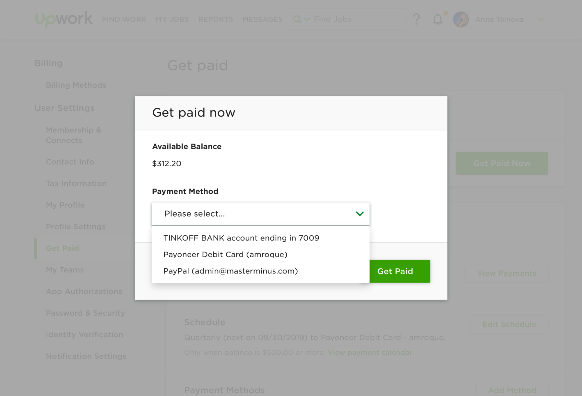 Вывести деньги можно на счет в банке, на счет «Пэйпэла», на счет Payoneer