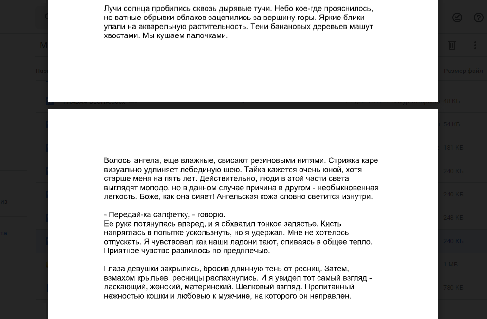 Сначала я скопировал текст из программы Focuswriter в «Ворд». Перед загрузкой на «Ридеро» это выглядело так