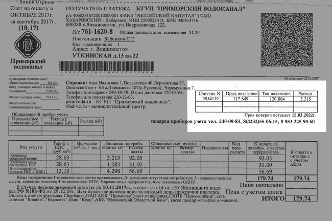 Настоящая квитанция, где указан срок поверки счетчиков